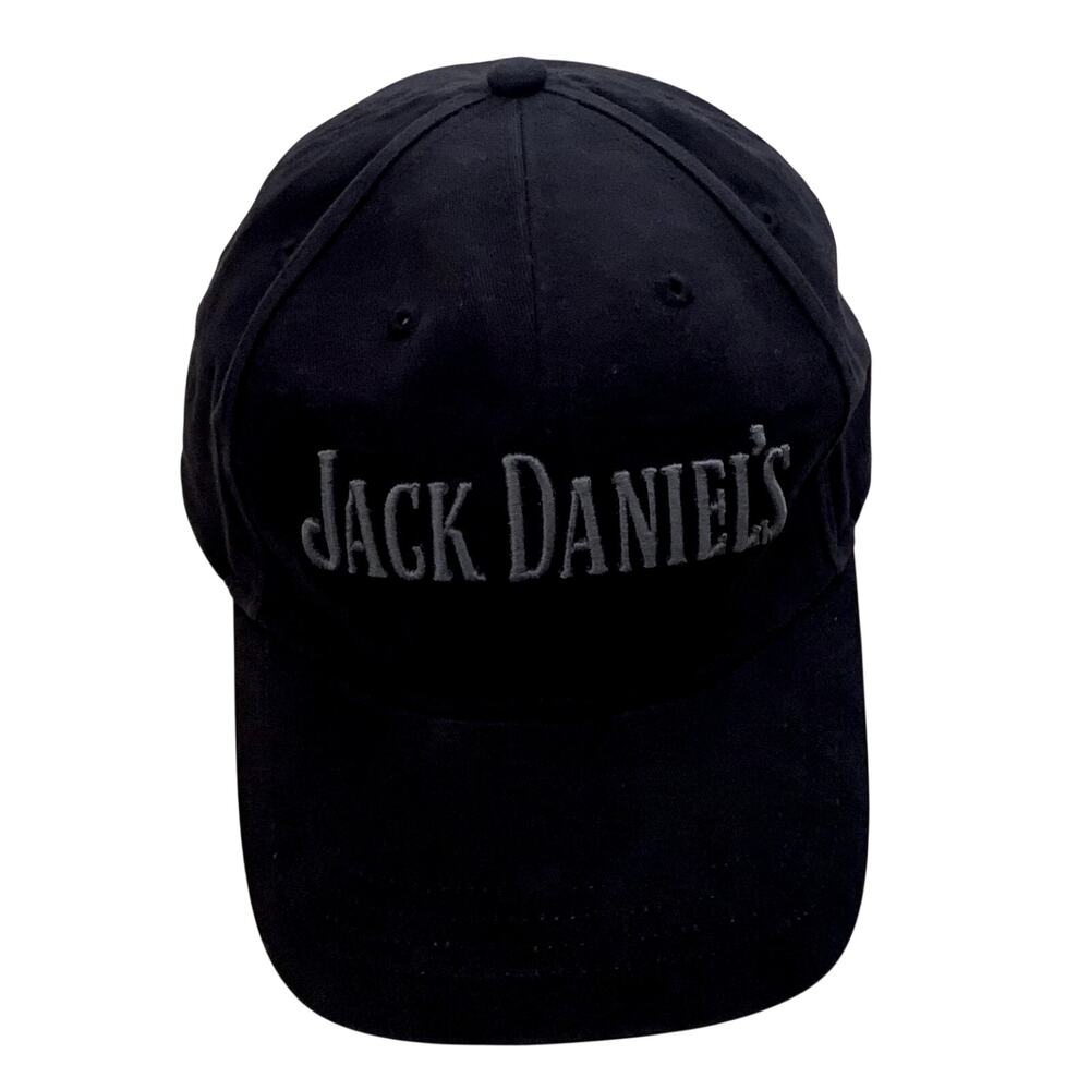Jack Daniel's Whiskey Black Baseball Cap Raised Embroidered Logo 100% Cotton